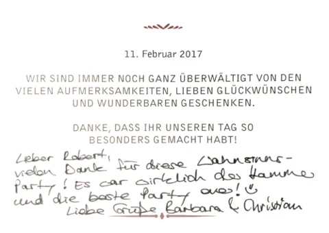 Persönliche Dankeskarte an Robert James Perkins
