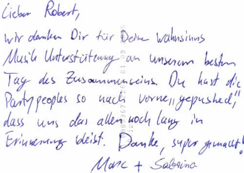 Persönliche Dankeskarte an Robert James Perkins