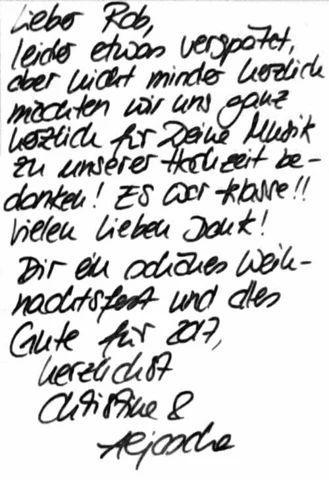 Persönliche Dankeskarte an Robert James Perkins