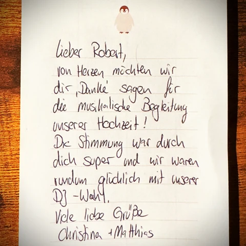 Persönliche Dankeskarte an Robert James Perkins